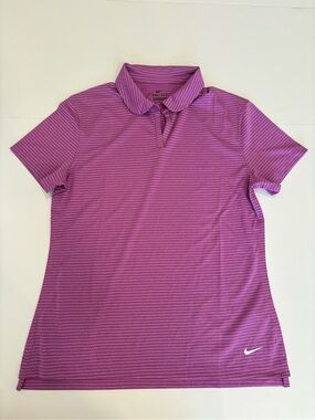 Nike Women’s Purple Dri-Fit Short-Sleeve Polo Top Medium